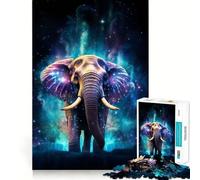 Neon Elephant Nebulae Puzzles for Teenagers 1000 Pieces Brain Workout Toy Cozy Relax Image Assembly Warm Surprise (38x52cm)