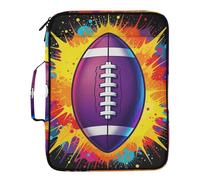 Neon Explosion Football Pop Art Expansion File Multi-Pocket 3 Ringing 1.5 inch Sturdy Zipper Binder with Zipper Closure for Document Storage