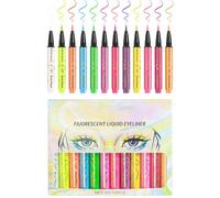 Neon Eye Liner - Waterproof Fluorescent Matte Face Glitter - 12 Colors UV Neon Liquid Eye Liner Set, Festival Accessories Makeup Kit for Face and Body Painting