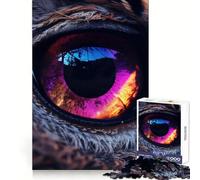 Neon Eye Of The Owl Jigsaw Puzzles 1000 Piece for Adults Improve Memory Peaceful Time Fine Edge Santa Wish Gift (38x26cm)