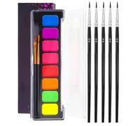 Neon Face Paint, 15.5 x 5.2 x 1.1 cm, 8 Colors UV Glow Face and Body Paint Set with 5 Face Paint Pens for Party Makeup, Halloween, Cosplay, Fluorescent Neon Design