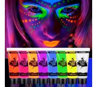 Neon Face Paint, 8 Colors Glow In The Dark Paint, Neon Face Paints glow in dark for Kids & Adults, Neon Party Accessories for Glow Party / Halloween Cosplay / Drama Performance