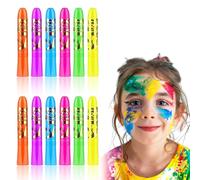 Neon Face Paint and Body Paint Stick - 10 Colors UV Neon Glow Face Paint Crayons Kit, Non Toxic Face Painting, UV Neon Face Paint Body Pain, for Glow Party, Festival, Discos, Halloween