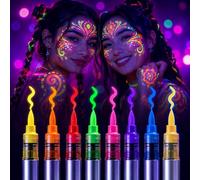 Neon Face Paint, Glow in The Dark Face Paint, 8pcs Set | Neon Paint for Parties and Festivals Glow in the Dark Paint Pens for Artists and Performance Face Painting