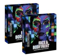 Neon Face Paint Markers, Glow, Create, Light Up The Fun- Bright Neon Colors For Glowing Face Art, Washable Temporary Tattoo Markers for Glow Party Favors Valentine Gifts Easter Basket Stuffers (2Set)