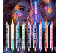Neon Face Paint Pens, 18 Colors Dual Tip Glow In The Dark Paint Marker UV Body Paint Kit for Temporary Tattoos Adults Body Paint