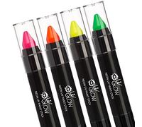Neon Face Paint Stick by UV Glow - Genuine and original UV Glow product - glows brightly under UV Light! (Set of 4)
