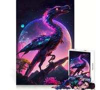 Neon Fairytale Dinosaur Adult Jigsaw Puzzles 1000 Pieces Mind Challenge Toy Relax Time Quality Cut Cherished Gift (50x75cm)