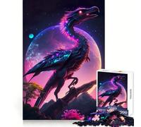 Neon Fairytale Dinosaur Jigsaw Puzzles for Teenagers 1000 Piece Logic Train Toy Cozy Relax Smooth Cut Festival Gift (38x26cm)