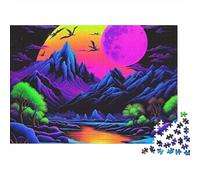 Neon Fantasy Landscape 1000 Piece Cardboard Jigsaw Puzzle for Adults 14+ Rainy Day Indoor Activity Stress Relief Brain Training Perfect Holiday Present 70x50cm/1000pcs