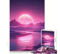 Neon Fantasy Landscape Jigsaw Puzzles 1000 Piece for Adults Smart Game Stress Free Pattern Assembly Warm Surprise (38x26cm)