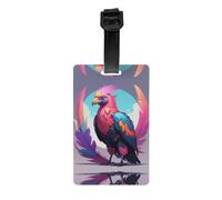 Neon Feather Condor Pattern Luggage tag - 3.3 x 2.1 inches Removable Privacy Travel tag