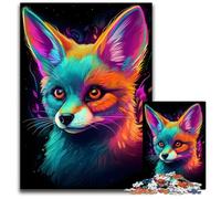 Neon Fennec Fox Jigsaws 1000 Pieces for Adults Wooden Jigsaw Puzzles for Teenagers Teens Ideal Birthday 1000 PCS(75x50cm)