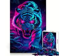 Neon Fierce Tiger Jigsaw Puzzles for Adults1000 Piece Intellect Toy Stress Relief Precise Cut Perfect Present (38x26cm)