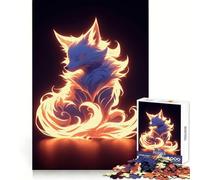 Neon Fire Kitsune Fox Jigsaw Puzzle 1000 Piece for Teenagers Mind Puzzle Leisure Fun Art Assembly Art Collectible (50x75cm)