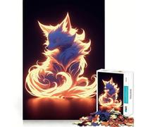 Neon Fire Kitsune Fox Jigsaw Puzzle 1000 Piece for Teenagers Mind Puzzle Leisure Fun Art Assembly Art Collectible (50x75cm)