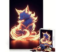 Neon Fire Kitsune Fox Jigsaw Puzzle for Adults 1000 Pieces Mind Play Relaxing Fun Clean Edge Art Collection Piece (38x26cm)