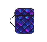 Neon Fish Scale Bible Cover Case with Handle, Water-Resistant Oxford Fabric Bible Bag Organizer with Zipper Pockets for Church