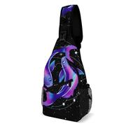 Neon Fish Zodiac Pisces Unisex Sling Bag Small Daypack Adjustable Strap Shoulder Bags For Business Shopping Working