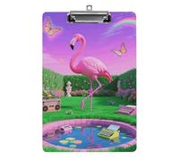 Neon Flamingo Pattern Clipboard 8.5×12.5 Inch Acrylic Clip Board with Metal Clip A4 Letter Size Decorative Clipboard Cute Hanging Clipboards for Office, Teacher, Nurse, Doctor,