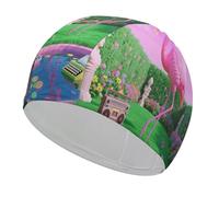 Neon Flamingo Pattern Swim Cap for Women Men Swimming Hat Bath Waterproof Pool Caps for Long Thick Curly Hair
