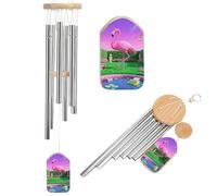 Neon Flamingo Pattern Wind Chimes for Outside Memorial Tuned Outdoor Windchimes Large Garden Decor Wind Chime with Melodious Sound for Mom Dad Grandma Home Garden Patio Decor