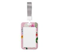 Neon Floral Flower Aesthetics Sliding Id Badge Holder Hard Plastic Work Card Case Name Tag Protector for Nurses Office