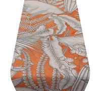Neon Floral Table Runner in Orange. Exotic Modern Design in Bright Orange. Dinner Party Table Decoration. Available in two sizes. (30cm x 230cm)