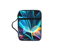 Neon Flowers Bible Cover with Zipper, Bible Case Organizer with Handle, Water-Resistant Oxford Fabric Bible Bag for Women Men 27x20cm