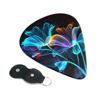 Neon Flowers Guitar Picks 6-Pack - Pick Set (0.46mm / 0.71mm / 0.96mm) Suitable For Guitar And Ukulele Playing