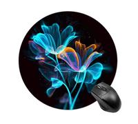 Neon Flowers Round Mouse Pad Smooth Glide Gaming Mousepad Extra Density Portable Comfortable Mouse Mat for Desk, Home, Office 7.8x7.8 Inches