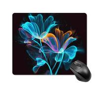 Neon Flowers Square Mouse Pad Portable Computer Mousepad with Non-Slip Rubber Base 18 * 22cm Ultra-Thin Gaming Mouse Mat for Computer Laptop Office Desk Accessories