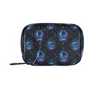 Neon Fluorescent Skull Medicine Bags with Detachable Compartments Reusable Pill Cases Organizers for Purse