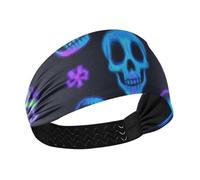 Neon Fluorescent Skull no slip summer headbands for women Stretchy sweat bands for Cycling Volleyball Workouts basketball