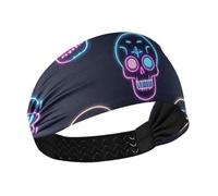 Neon Fluorescent Skull no slip yoga headbands Stretchy sweatbands for tennis basketball basketball Gym