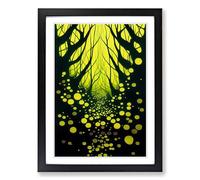Neon Forest Framed Print | A2 Black Framed Wall Art | Ready to Hang | Modern Landscape Picture | Living Room Bedroom Lounge Office