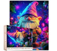 Neon Forest Gnome Puzzle 1000 Pcs 27x20 Inch Vibrant Lush Magical Adult Activity Colorful DIY Puzzles for Home Decoration Gifts Family Puzzle Perfect for Game Nights