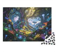 Neon Forest Jigsaw Puzzles 1000 Pieces Recycled Material Alien Forest Adult Jigsaws Developing Boy & Girl‘s Intelligence Parent Child Game Activity 52x38cm/1000pcs