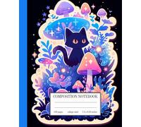 Neon Forest Whiskers College Ruled Notebook: Blue Neon Mushroom Cat | 7.5 x 9.25 Inches | 120 Pages | Perfect for Anime Art Lovers and Cat Owners