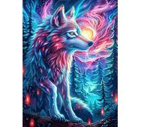 Neon Forest Wolf 1000-piece Jigsaw Puzzle Set For Adults Teens 14+ Logic Skill Indoor Game Family Game Night Summer Thick Cardboard 1000 PCS