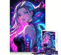 Neon Fox Girl 1000 Pieces Jigsaw Puzzles for Teenagers Thought Toy Home Activity Precise Edge Santa Wish List (50x75cm)