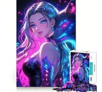 Neon Fox Girl 1000 Pieces Jigsaw Puzzles for Teenagers Thought Toy Home Activity Precise Edge Santa Wish List (50x75cm)
