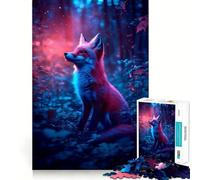 Neon Fox in Fantasy Forest 1000 Piece Jigsaw Puzzles for Adults Jigsaw Raise Memory Peaceful Fun Clean Edge Santa Wish Item (50x75cm)
