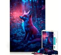 Neon Fox in Fantasy Forest Jigsaw Puzzle for Teenagers 1000 Pieces Solid Logic Toy Relaxing Fun Precision Cut Heartfelt Gift (38x52cm)