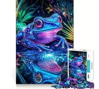 Neon Frog Reflection 1000 Piece Jigsaw Puzzles for Adults Jigsaw Brain Workout Toy Bonding Time Art Assembly Stylish Gift (50x75cm)