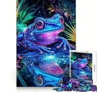 Neon Frog Reflection 1000 Piece Jigsaw Puzzles for Adults Jigsaw Brain Workout Toy Bonding Time Art Assembly Stylish Gift (50x75cm)