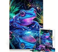Neon Frog Reflection Jigsaw Puzzles for Adults1000 Piece Intellect Toy Stress Relief Precise Cut Perfect Present (38x52cm)