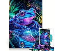 Neon Frog Reflection Jigsaw Puzzles for Adults1000 Piece Intellect Toy Stress Relief Precise Cut Perfect Present (38x52cm)