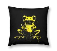 Neon Frog with Coffee Cozy Pillow Case Cover Plush