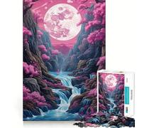 Neon Full Moon Rising 1000 Piece Jigsaw Puzzle for Adults Brain Tease Toy Together Fun Perfect Cut (38x52cm)